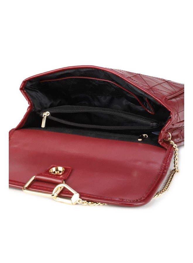 Van Heusen womens Satchel with Chain(Burgundy) - Image 4