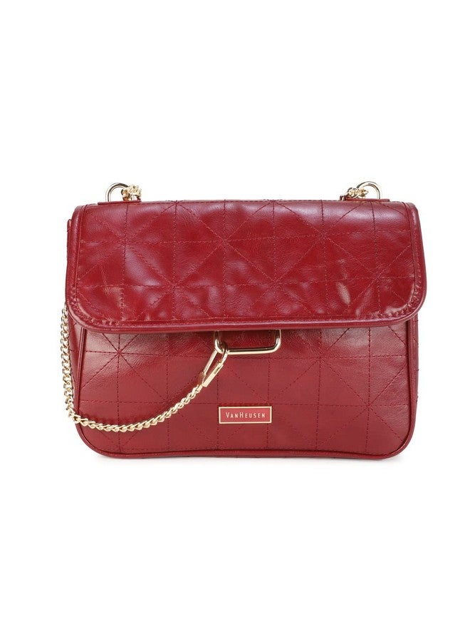 Van Heusen womens Satchel with Chain(Burgundy) - Image 1