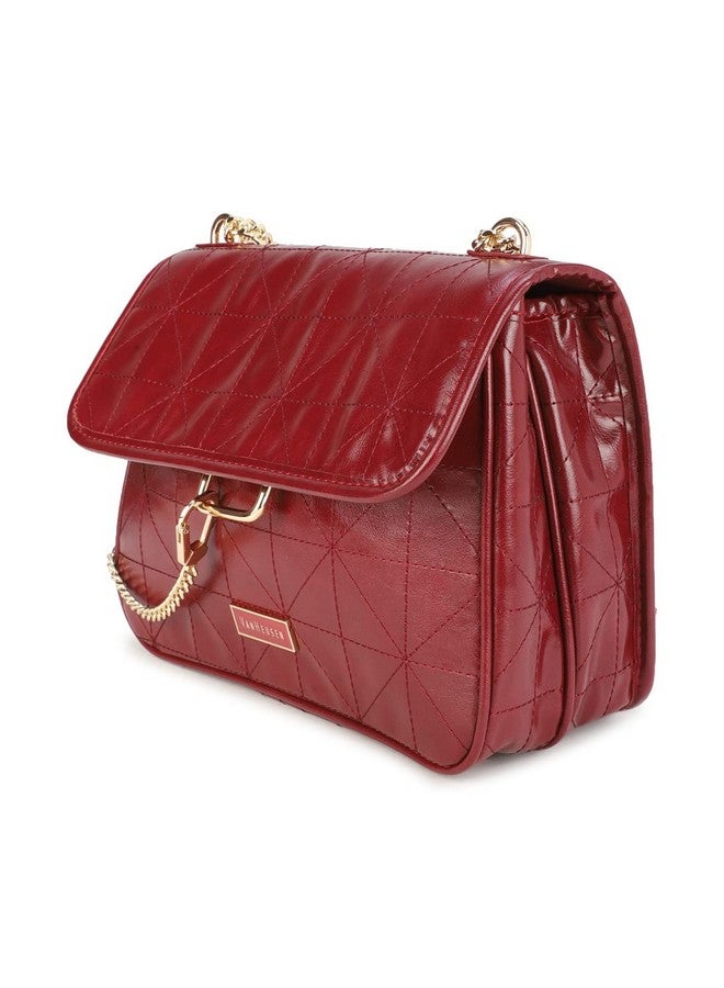 Van Heusen womens Satchel with Chain(Burgundy) - Image 2