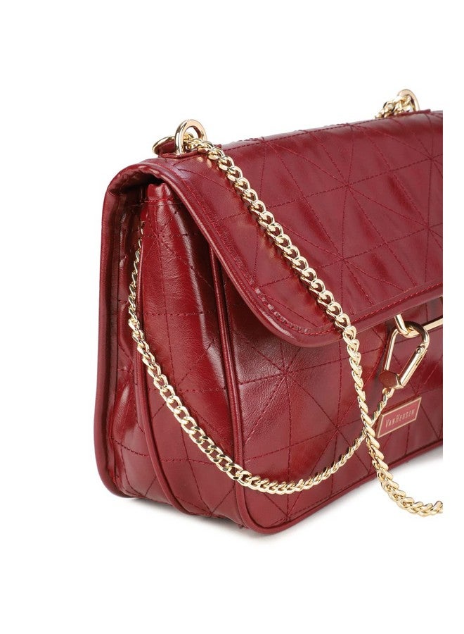 Van Heusen womens Satchel with Chain(Burgundy) - Image 5