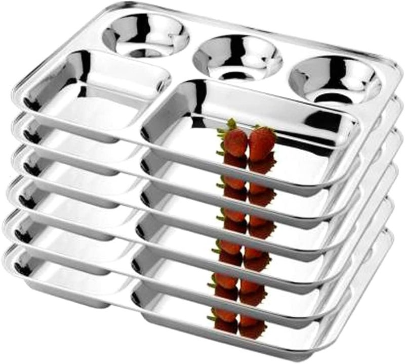 KC Stainless Steel Partition Plate 4 in1 / Bhojan Thali / Dinner Plate Set of 6 Global standard quality - Image 1