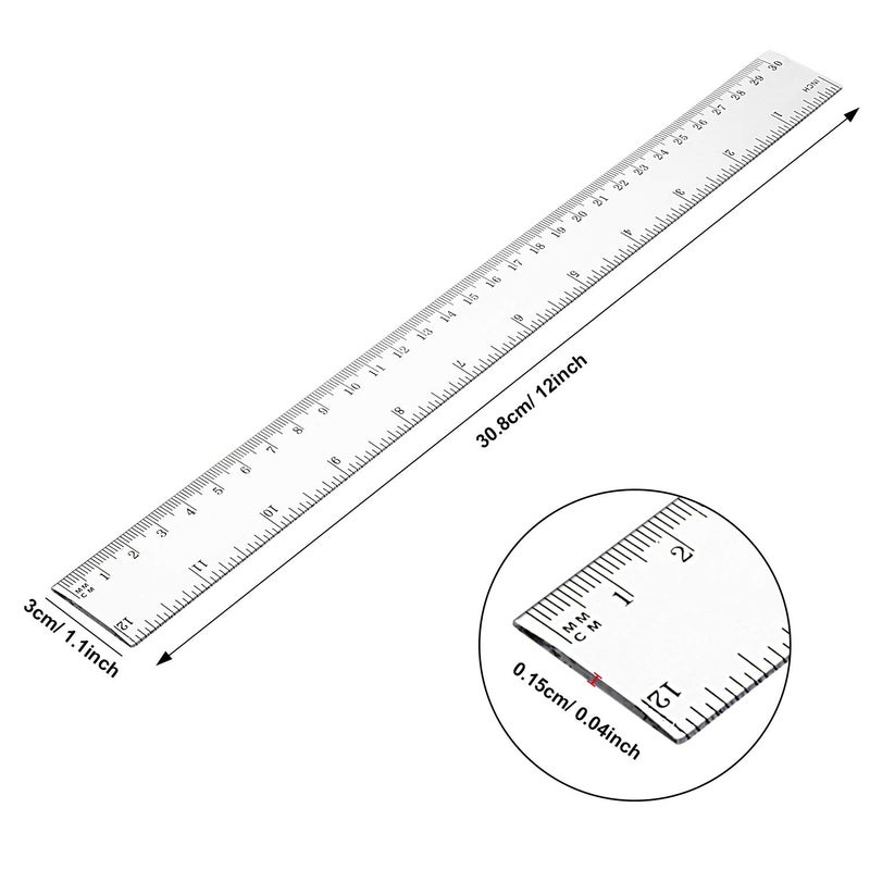 EBOOT 20 Pack Clear Plastic 12 Inch Straight Flexible Ruler with Inches and Metric for School, Classroom, Home, or Office - Image 4