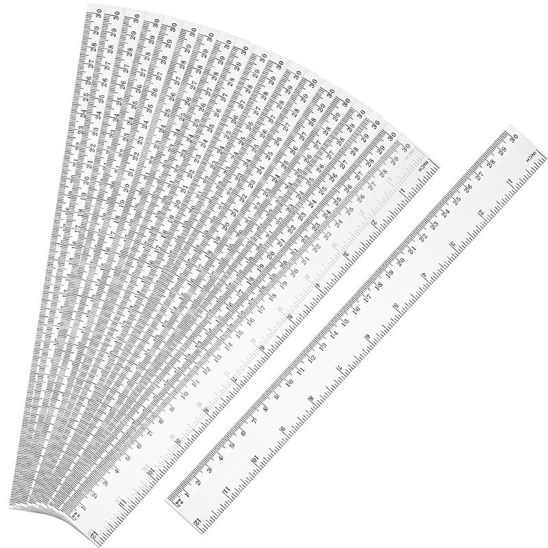 EBOOT 20 Pack Clear Plastic 12 Inch Straight Flexible Ruler with Inches and Metric for School, Classroom, Home, or Office - Image 1