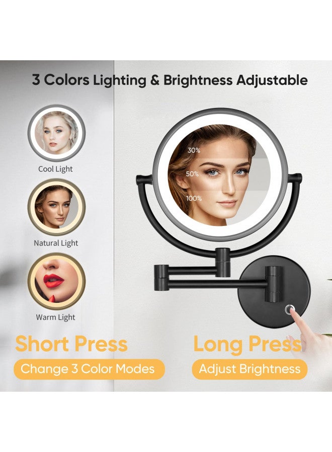 GURUN 8.5 Inch Magnifying Makeup Mirror with 3 Dimmable LED Lights Double Sided Touch Control Vanity Mirror for Bathroom with 10X Magnification Black Finish M1809D(Black/10X) - Image 2