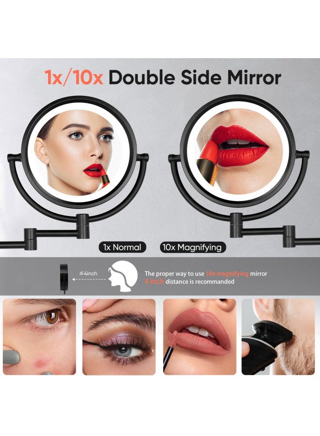 GURUN 8.5 Inch Magnifying Makeup Mirror with 3 Dimmable LED Lights Double Sided Touch Control Vanity Mirror for Bathroom with 10X Magnification Black Finish M1809D(Black/10X) - Image 3