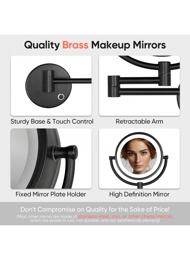 GURUN 8.5 Inch Magnifying Makeup Mirror with 3 Dimmable LED Lights Double Sided Touch Control Vanity Mirror for Bathroom with 10X Magnification Black Finish M1809D(Black/10X) - Image 4