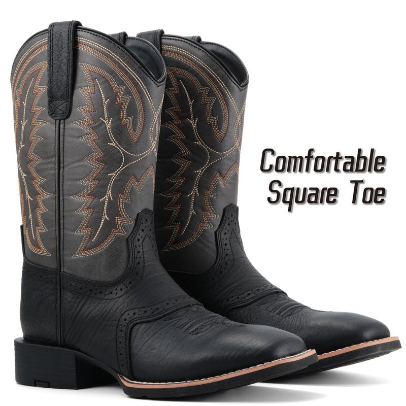 SUREWAY Western Boots For Men - Mens Square Toe Cowboy Boot,Oil/Slip Resistant,Durable Fashionable Classic Pull on 10 Inch Wellington Boots - Soft Toe Work Boots - Image 5