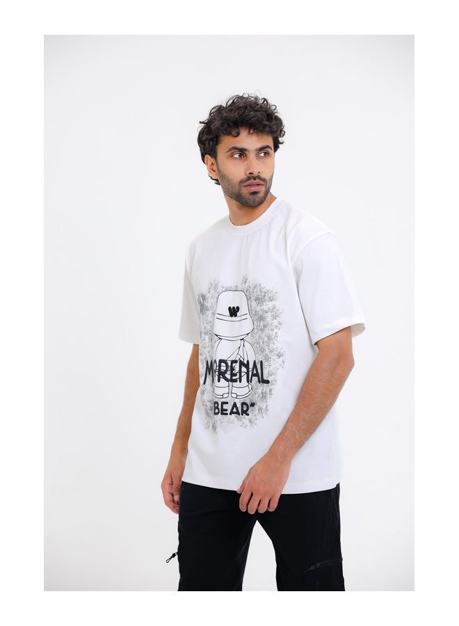 WHITE RABBIT "Morenal Bear" Printed White T-Shirt - Image 3