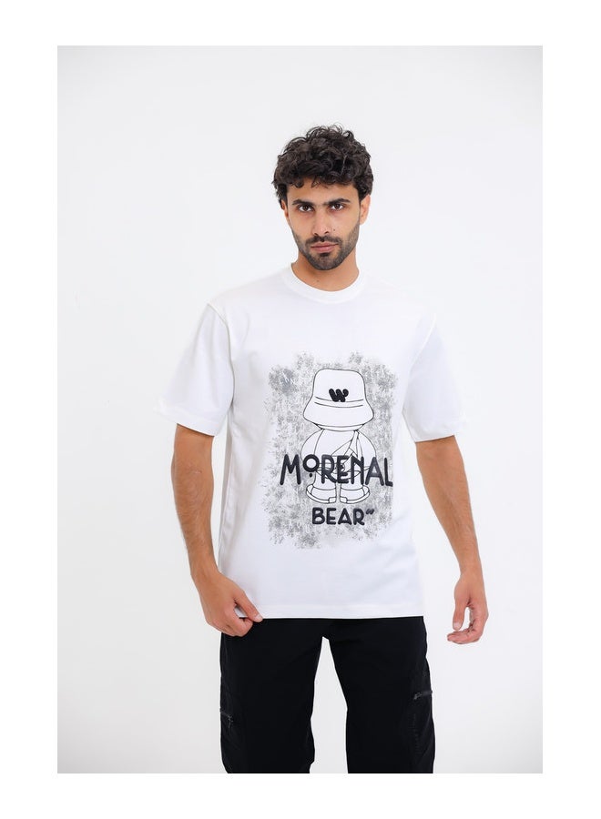 WHITE RABBIT "Morenal Bear" Printed White T-Shirt - Image 1