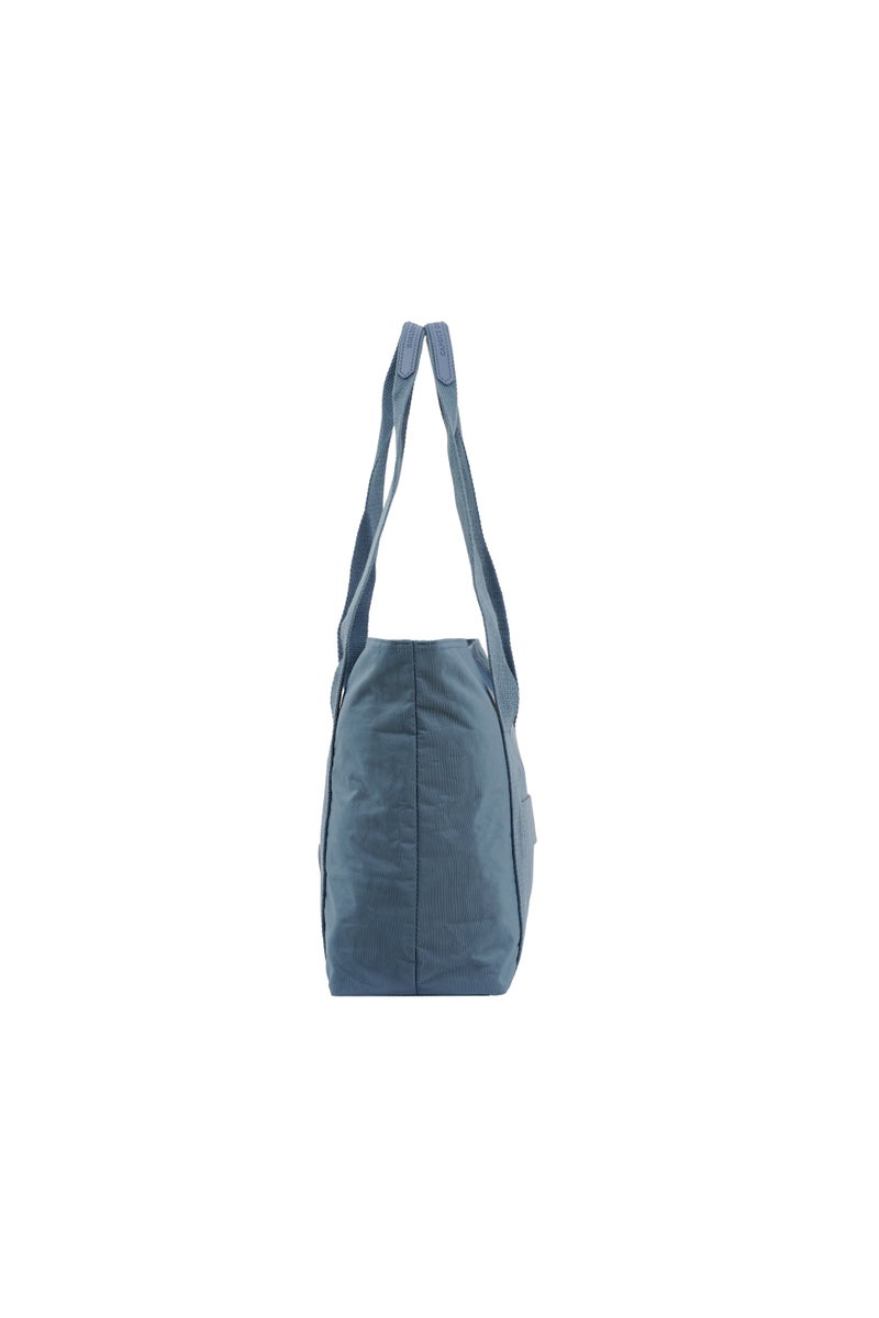CAPRICE COLLECTION Versatile Large Shoulder Bag – Water-Resistant Nylon Handbag with Front Pocket, Luggage Strap, Multi Compartments, & Shoulder Strap – Lightweight Daily & Travel Bag, Light Blue  - Image 3
