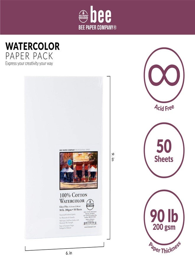 Bee Paper Company Bee Paper 6" x 9" Watercolor Paper Pack, 50 Sheets - Image 3