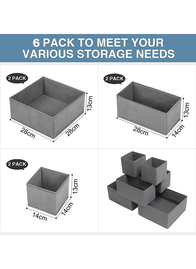 Generic - Drawer Organizer Clothes, 6 Pack Underwear Drawer Organizer, Foldable Closet Organizers, Storage Dresser Drawer Dividers, Cloth Drawer Storage Organizer Boxes, for Clothes, Scarves (Grey) - Image 1