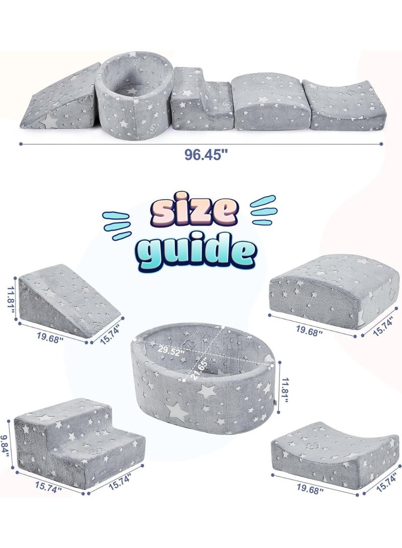 يوستيد مكعبات تسلق من الفوم مع حفرة كرات للأطفال الصغار، ألعاب تسلق للأطفال الصغار مصممة للأطفال الصغار من سن 1 إلى 3 سنوات، رائعة للزحف والانزلاق في الأماكن المغلقة، مجموعة ملعب من الفوم الداخلي (نجوم) - Image 2