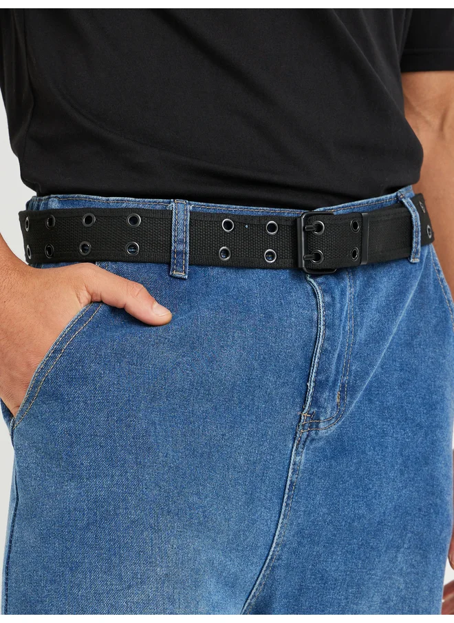 Styli Styli Black Double-Hole Pin Buckle Belt