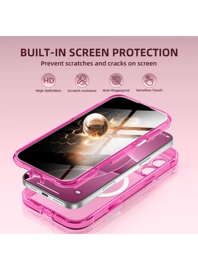 بيرفي جراب مغناطيسي لهاتف iPhone 16 Pro Max، متوافق مع MagSafe، واقي شاشة مدمج للخصوصية وحماية مطورة للكاميرا، جراب هاتف كامل الجسم مضاد للتجسس ومقاوم للصدمات لهاتف 16 Pro Max 6.9 بوصة، وردي - Image 4