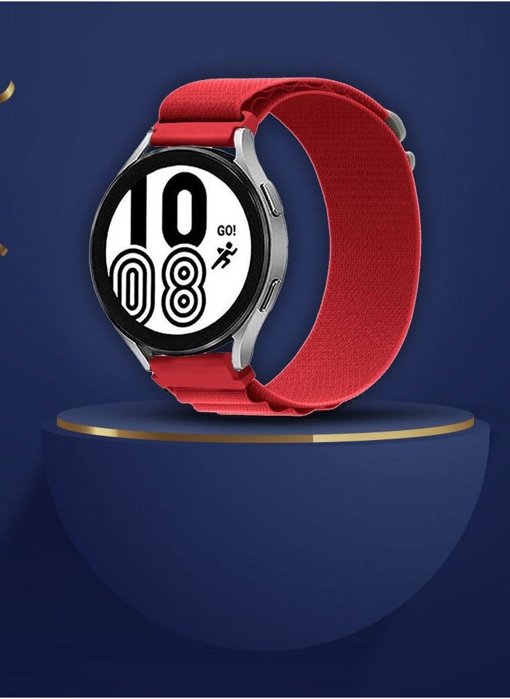 CATANES - Alpine Loop Band 20mm Nylon Woven Sport Watch Strap Compatible with Galaxy Watch5 Pro/Galaxy Watch5/Galaxy Watch4/Galaxy Watch4 Classic/Galaxy Watch3/ Galaxy Watch Active 2/Galaxy Watch Active Red - Image 1