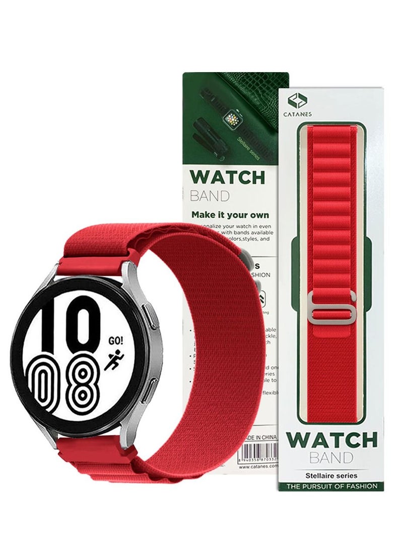 CATANES - Alpine Loop Band 20mm Nylon Woven Sport Watch Strap Compatible with Galaxy Watch5 Pro/Galaxy Watch5/Galaxy Watch4/Galaxy Watch4 Classic/Galaxy Watch3/ Galaxy Watch Active 2/Galaxy Watch Active Red - Image 1