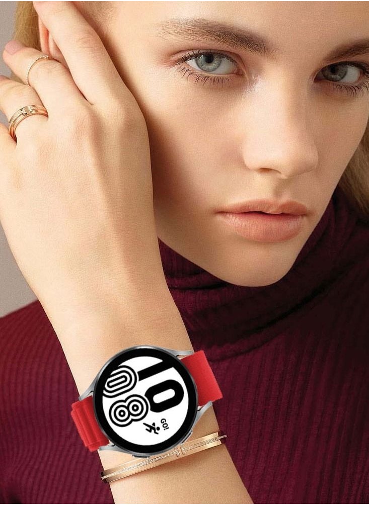 CATANES - Alpine Loop Band 20mm Nylon Woven Sport Watch Strap Compatible with Galaxy Watch5 Pro/Galaxy Watch5/Galaxy Watch4/Galaxy Watch4 Classic/Galaxy Watch3/ Galaxy Watch Active 2/Galaxy Watch Active Red - Image 1