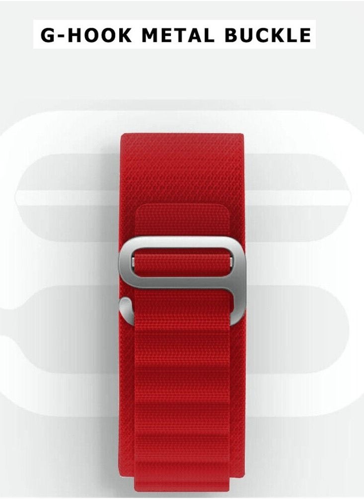 CATANES - Alpine Loop Band 20mm Nylon Woven Sport Watch Strap Compatible with Galaxy Watch5 Pro/Galaxy Watch5/Galaxy Watch4/Galaxy Watch4 Classic/Galaxy Watch3/ Galaxy Watch Active 2/Galaxy Watch Active Red - Image 1