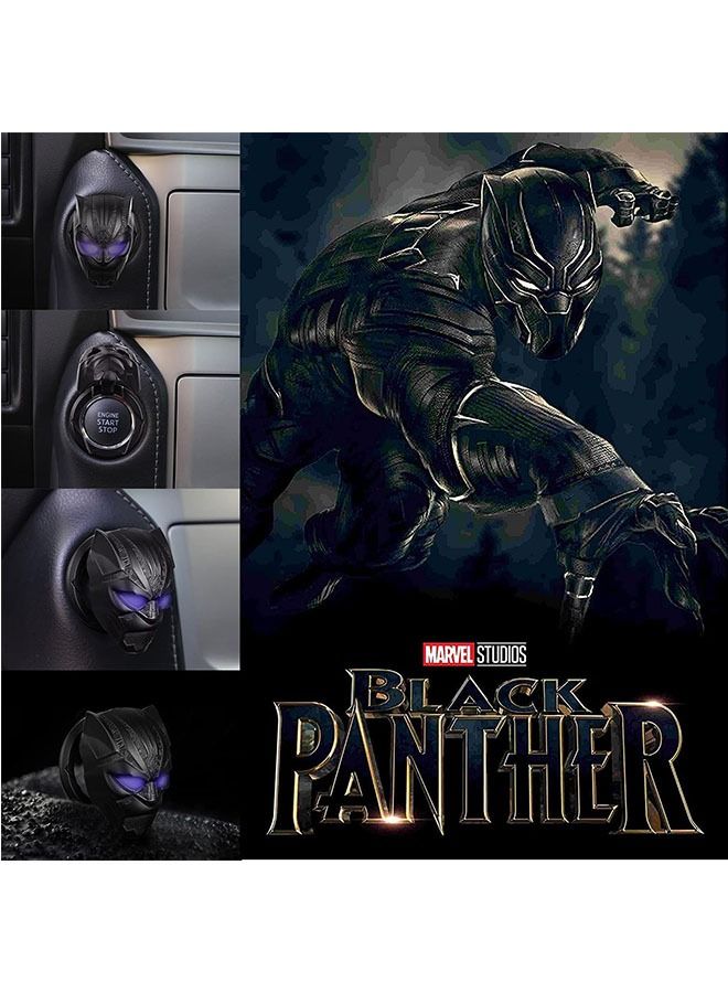 Ant Black Panther Car Ignition Button Cover，Car Start and Stop Button Decoration Ring，Anti-Scratch car Button Decoration Ring，Panther Push Start Button Cover，Black  - Image 5