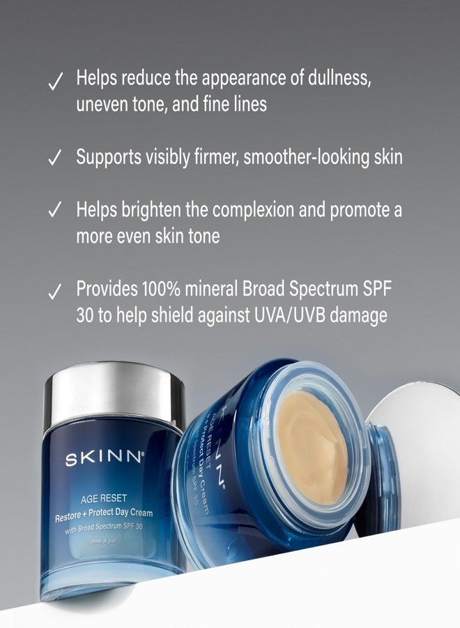 Skinn كريم الوجه اليومي المضاد للشيخوخة SKINN Age Reset مع SPF 30 - مرطب وجه خفيف الوزن متعدد التصحيح يشد ويرطب ويضيء البشرة - مع فيتامين C+ SPF معدني 100% - Image 3