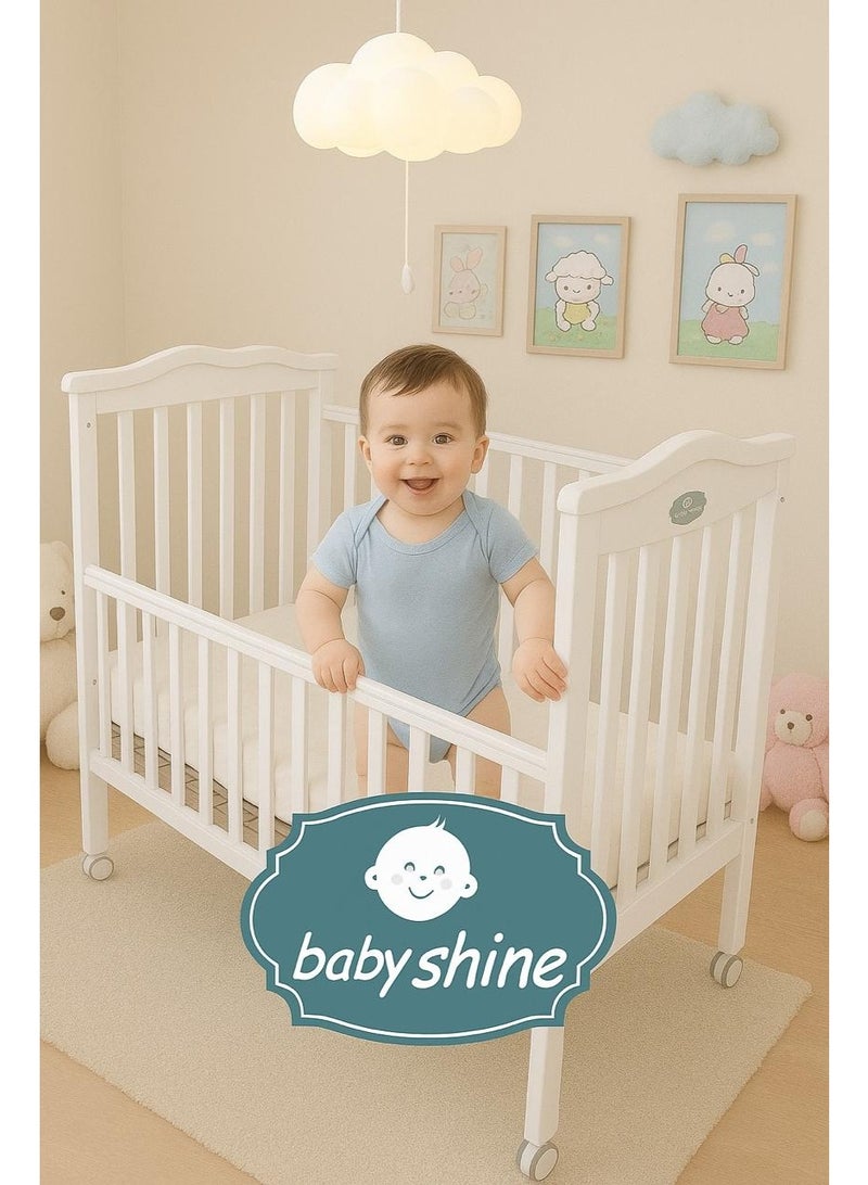 BABY SHINE White wooden newborn bed 130x70 - stable and safe next to the mother - up to 5 years - Image 4