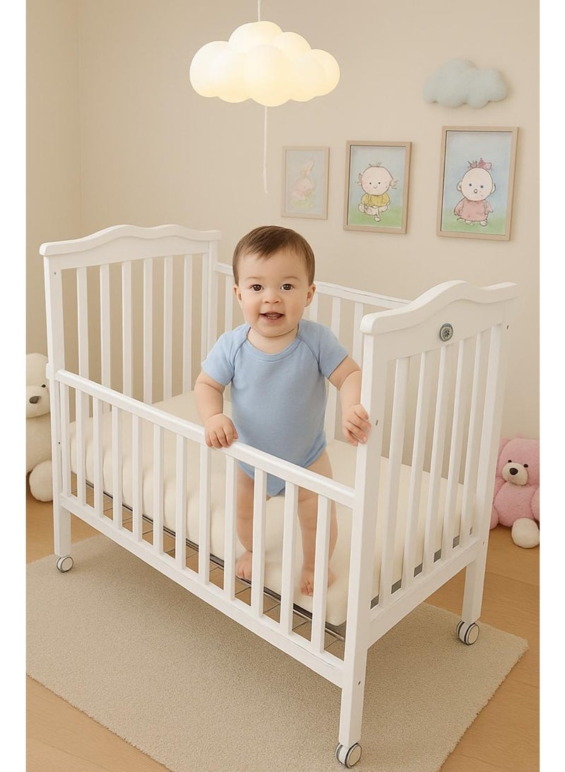 BABY SHINE White wooden newborn bed 130x70 - stable and safe next to the mother - up to 5 years - Image 3