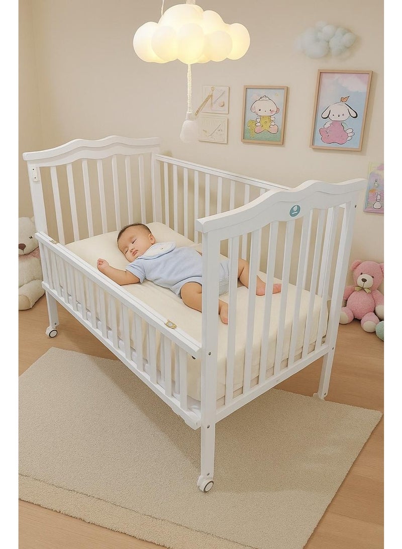BABY SHINE White wooden newborn bed 130x70 - stable and safe next to the mother - up to 5 years - Image 2