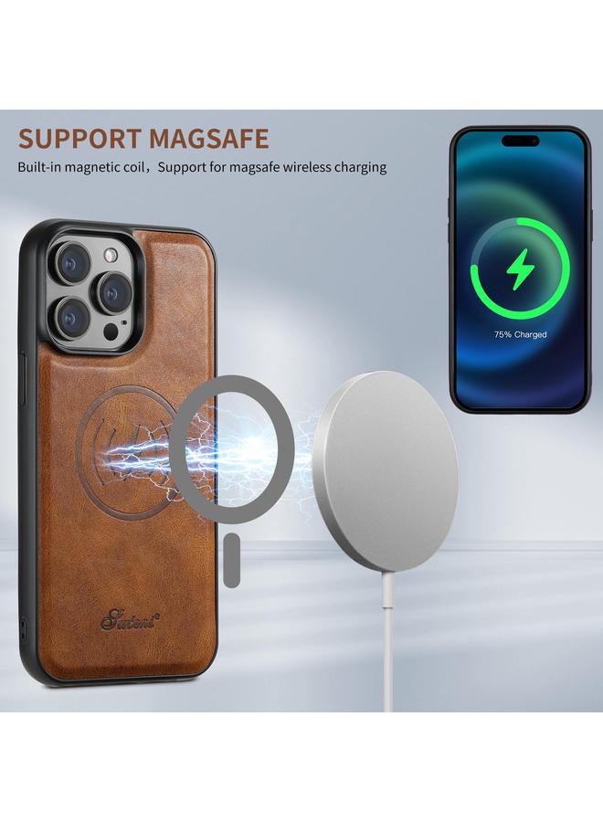 Suteni Case For iPhone 16e H17 Oil Eax Leather MagSafe Detachable Wallet Phone Case - Image 3