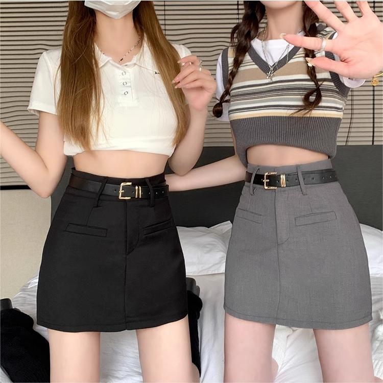 Korean Style Black Skirt Women'S Clothing 2024 Spring New High Waist Slimming A- Line Skirt Hip Skirt Ins Fashion - Image 2