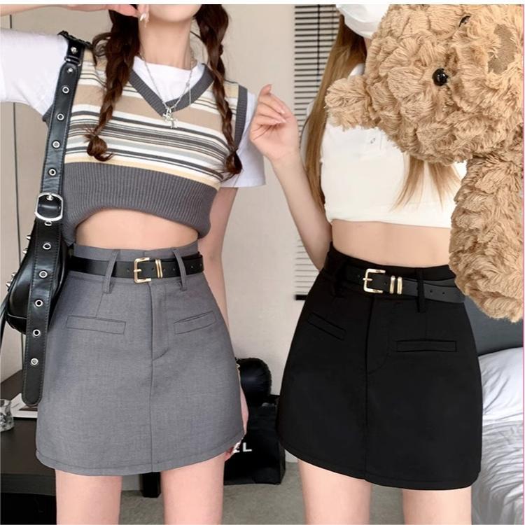 Korean Style Black Skirt Women'S Clothing 2024 Spring New High Waist Slimming A- Line Skirt Hip Skirt Ins Fashion - Image 3