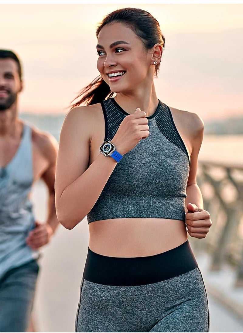 Color Fans Apple Watch Ultra Ocean Band 49mm 45mm 44mm 42mm for Men Women, Soft Silicone Sport Band Replacement Strap for Apple Watch Ultra iWatch Series 8 7 SE 6 5 4 3 2 1 Royal Blue-Hot Pink  - Image 2