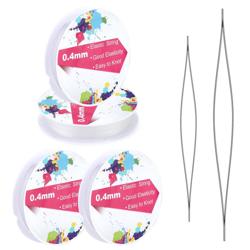 UOOU 04mm4 Rolls Bracelet String Elastic String for Bracelets 60M Stretchy Clear Beading Thread with Bead Needles Stretch Cord for Jewelry Making Supplies