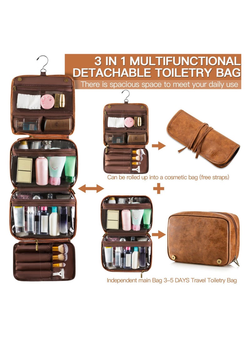 عام حقيبة تنظيم السفر ثلاثية الوظائف، وهي حقيبة وسائل إقامة أثناء رحلة عمل. مزودة بفتحات منفصلة ومصنوعة من جلد مقاوم للماء، ويمكن تعليقها في الحمام. - Image 3