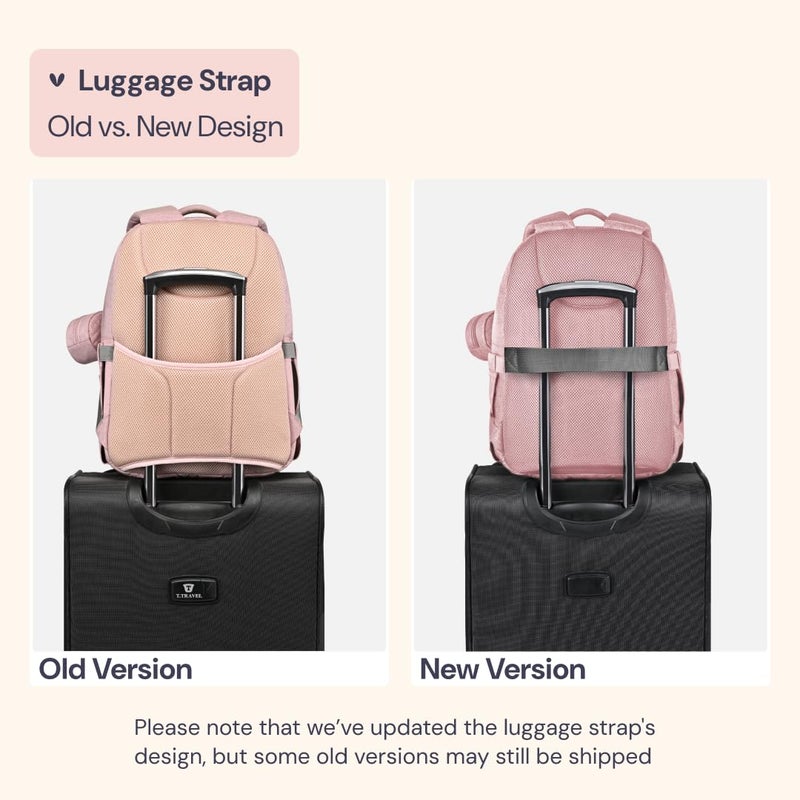 BabbleRoo Diaper Bag Backpack - Travel Large Baby Diaper Bag with Changing pad, Waterproof Baby Bags for Mom & Dad, Unisex Bags with Pacifier Case, Luggage Strap & Stroller Clipsâ€“ Pink - Image 3