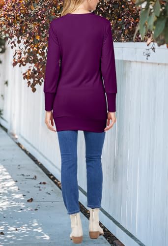 MEROKEETY Women's 2025 Fall Long Sleeve Cardigan Sweater Lightweight Snap Button Down Open Front Casual Outfit, Plum, S - Image 4