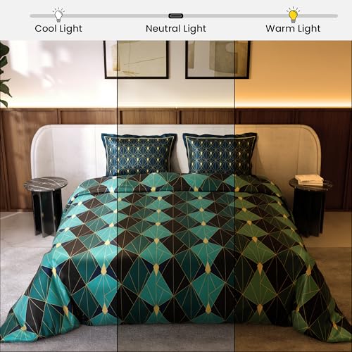 Stoa Paris Satin Comforter Set for King Size Bed, 300TC Premium Bedding Set, AC Comforter King Size, All-Weather, Wedding Gift for Couples, Aesthetic Bedspread, Lumiere - Emerald Celebrration - Image 4