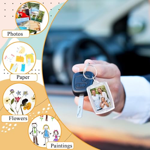 BharatBazaar 10 Pcs Photo Keychain, Acrylic Photo Frame Keyring,Keychain Clear Acrylic with Split Ring,Photo Insert Keychains for Personalised Custom,Artwork,Gifts - Image 4