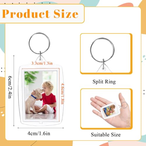 BharatBazaar 10 Pcs Photo Keychain, Acrylic Photo Frame Keyring,Keychain Clear Acrylic with Split Ring,Photo Insert Keychains for Personalised Custom,Artwork,Gifts - Image 2