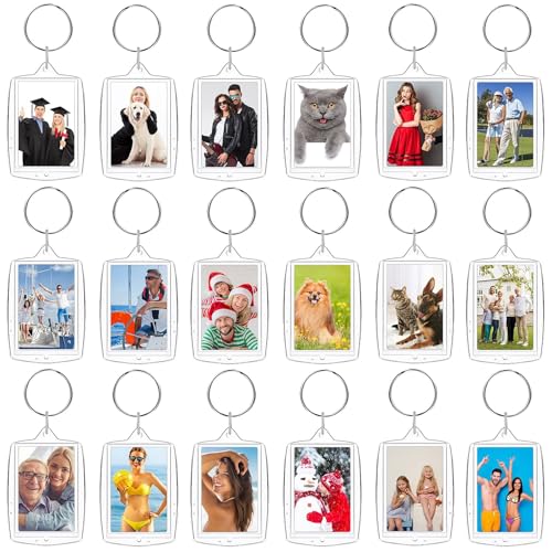 BharatBazaar 10 Pcs Photo Keychain, Acrylic Photo Frame Keyring,Keychain Clear Acrylic with Split Ring,Photo Insert Keychains for Personalised Custom,Artwork,Gifts - Image 1