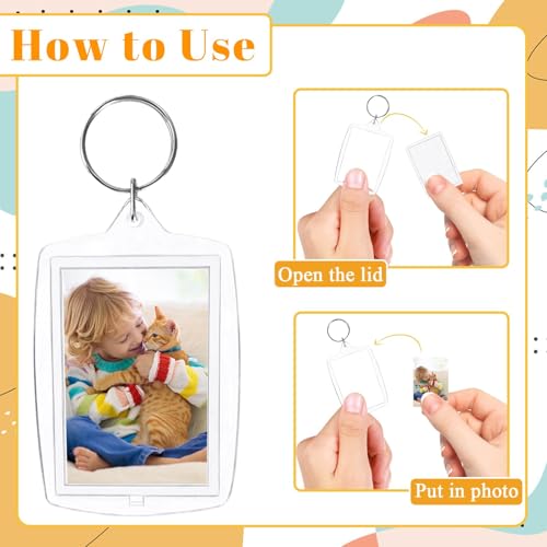BharatBazaar 10 Pcs Photo Keychain, Acrylic Photo Frame Keyring,Keychain Clear Acrylic with Split Ring,Photo Insert Keychains for Personalised Custom,Artwork,Gifts - Image 3