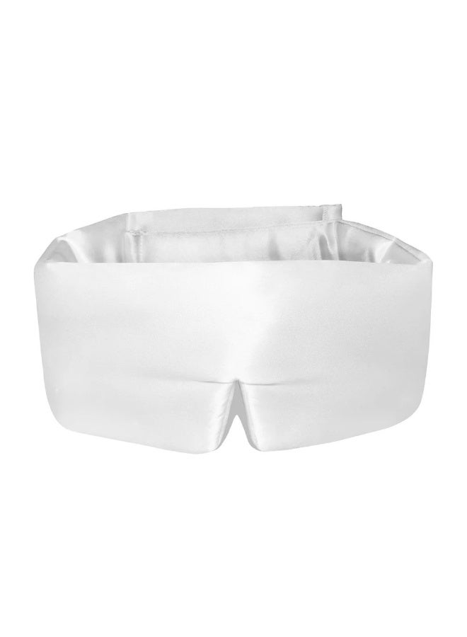 100% Silk Sleep Mask – Adjustable Eye Mask for Women & Men, Blackout for Travel, Rest & Office, Large Size (White)