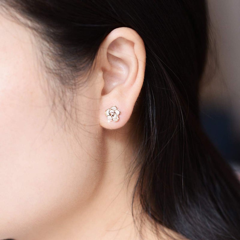 AllenCOCO Flower Stud Earrings Hypoallergenic for Women - 18K Gold Plated Rose Earrings for Sensitive Ears, Nickel Free - Image 5