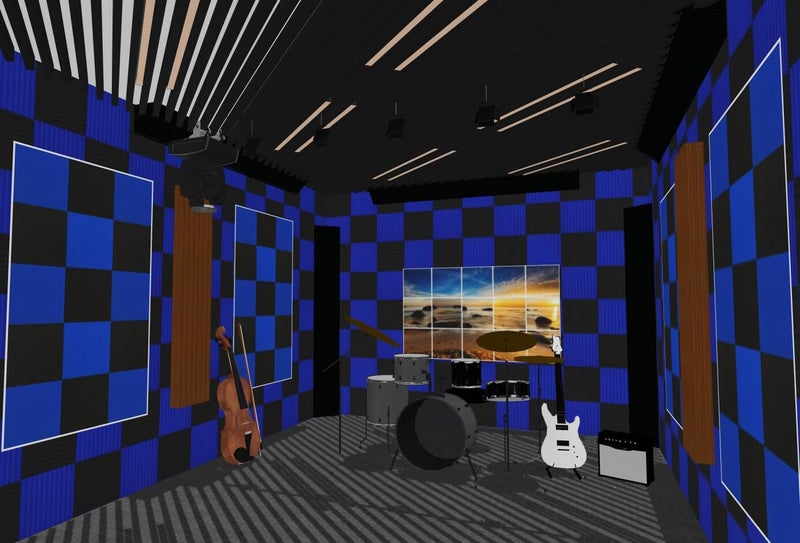 HPKL9999 48 Pack 12 "X 12 "X1" Acoustic Panels Studio Soundproofing Foam Wedge Tiles, (24BLUE+24BLACK) - Image 2