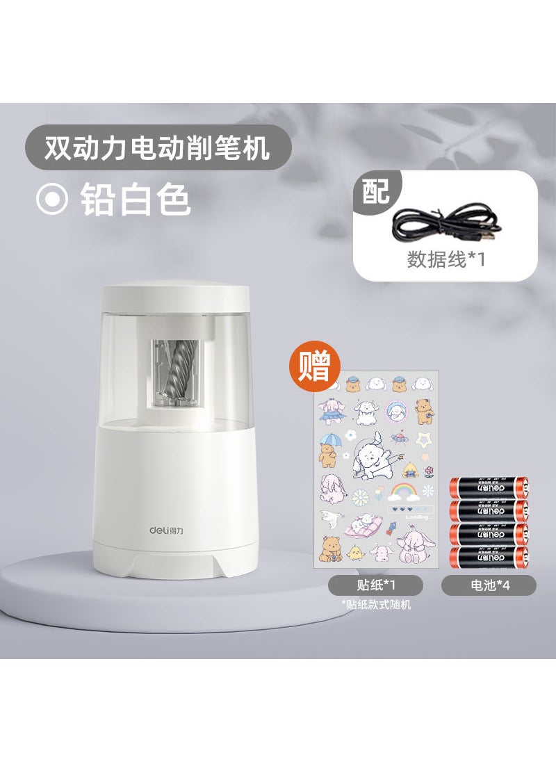 Generic - Deli automatic pencil sharpener wholesale electric pencil sharpener pencil sharpener for children and primary school students with dual power pencil sharpenerLead White-dual power supply Lead White-dual power supply - Image 1