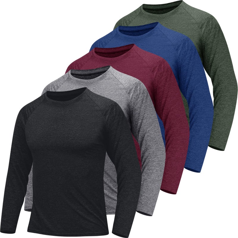 57 Pack Long Sleeve Shirts for Men Quick Dry Moisture Wicking UPF 50 Sun Protection TShirts for Workout Fishing CasualBlackBlueDark GreyArmy GreenRedMedium