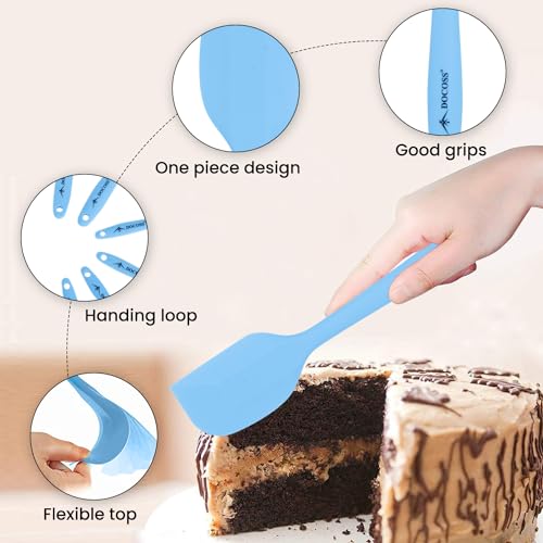 DOCOSS Silicone and Stainless Steel Core Nonstick Spatula Cooking Set for for Kitchen & Baking, Set of 6 - (Light Blue) - Image 4