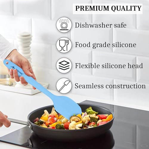 DOCOSS Silicone and Stainless Steel Core Nonstick Spatula Cooking Set for for Kitchen & Baking, Set of 6 - (Light Blue) - Image 2
