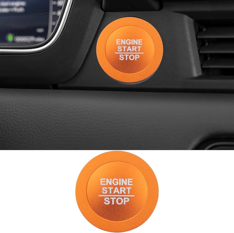 HDUFC for Honda 2026 Passport Interior Accessories, Aluminum Alloy one-Button Start Cover/Ring, air Conditioning knob, 5-Piece Set (Orange) - Image 3