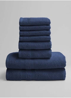 La'Marvel 8 Pieces Set by La'Marvel Estate Blue 550 GSM 100% Cotton Luxury Home Towels  - Image 1